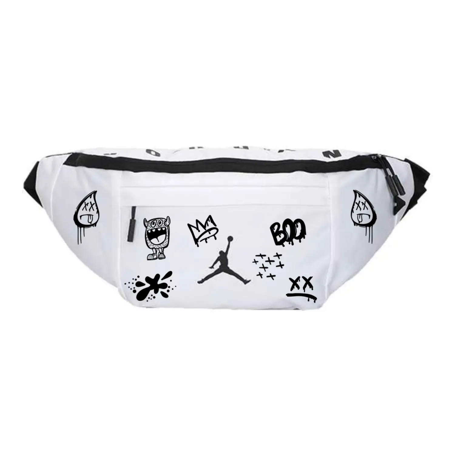 Jordan Полиэстеровый поясной рюкзак унисекс белый, Graffiti Print 
Jordan Полиэстеровый поясной рюкзак унисекс белый, Graffiti Print