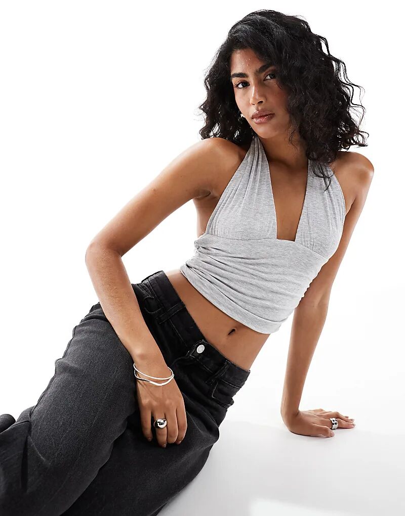 Топ из хлопка On rib со сборками на шее серого цвета Cotton:On
Топ из хлопка On rib со сборками на шее серого цвета Cotton:On