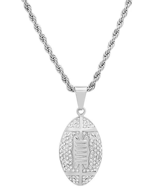 Мужское хрустальное ожерелье с подвеской в виде американского футбола, 24 дюйма Steeltime, silver
Мужское хрустальное ожерелье с подвеской в виде американского футбола, 24 дюйма Steeltime, silver