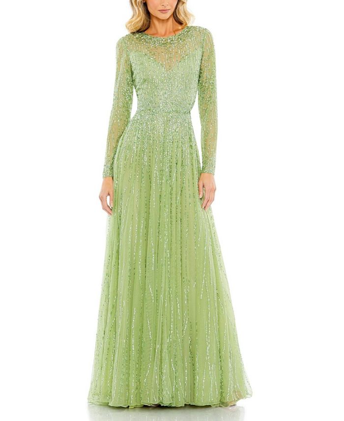 Платье с блестками и длинными рукавами, с высоким воротом и иллюзией Mac Duggal, зеленый
Платье с блестками и длинными рукавами, с высоким воротом и иллюзией Mac Duggal, зеленый