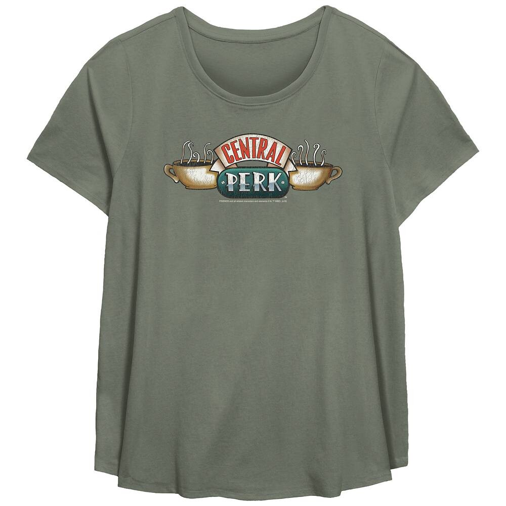 Классическая футболка с графическим рисунком и логотипом Friends Central Perk больших размеров Licensed Character, цвет Sage