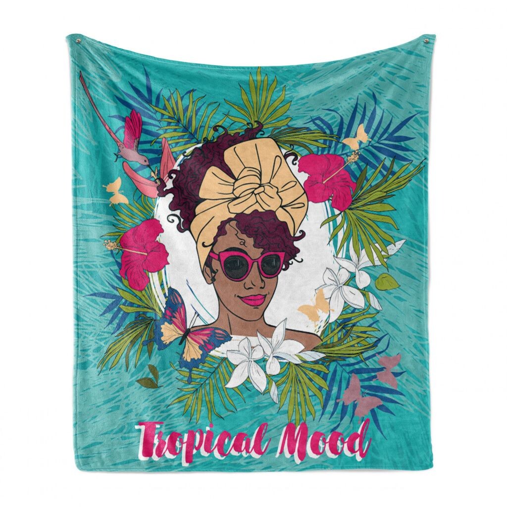ABAKUHAUS Afro Girl Мягкое фланелевое флисовое одеяло, тропическое настроение, цветочное искусство, уютный плюш для использования в помещении и на улице, 125 x 175 см, бирюзовый и пурпурный
ABAKUHAUS Afro Girl Мягкое фланелевое флисовое одеяло, тропическое настроение, цветочное искусство, уютный плюш для использования в помещении и на улице, 125 x 175 см, бирюзовый и пурпурный