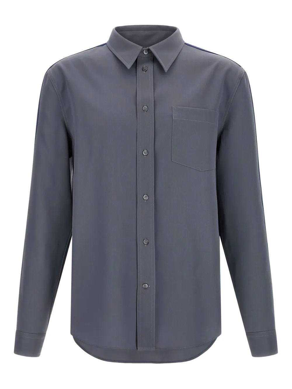 Рубашка из чистой шерсти с полосатым деталем Marni, серый
Рубашка из чистой шерсти с полосатым деталем Marni, серый