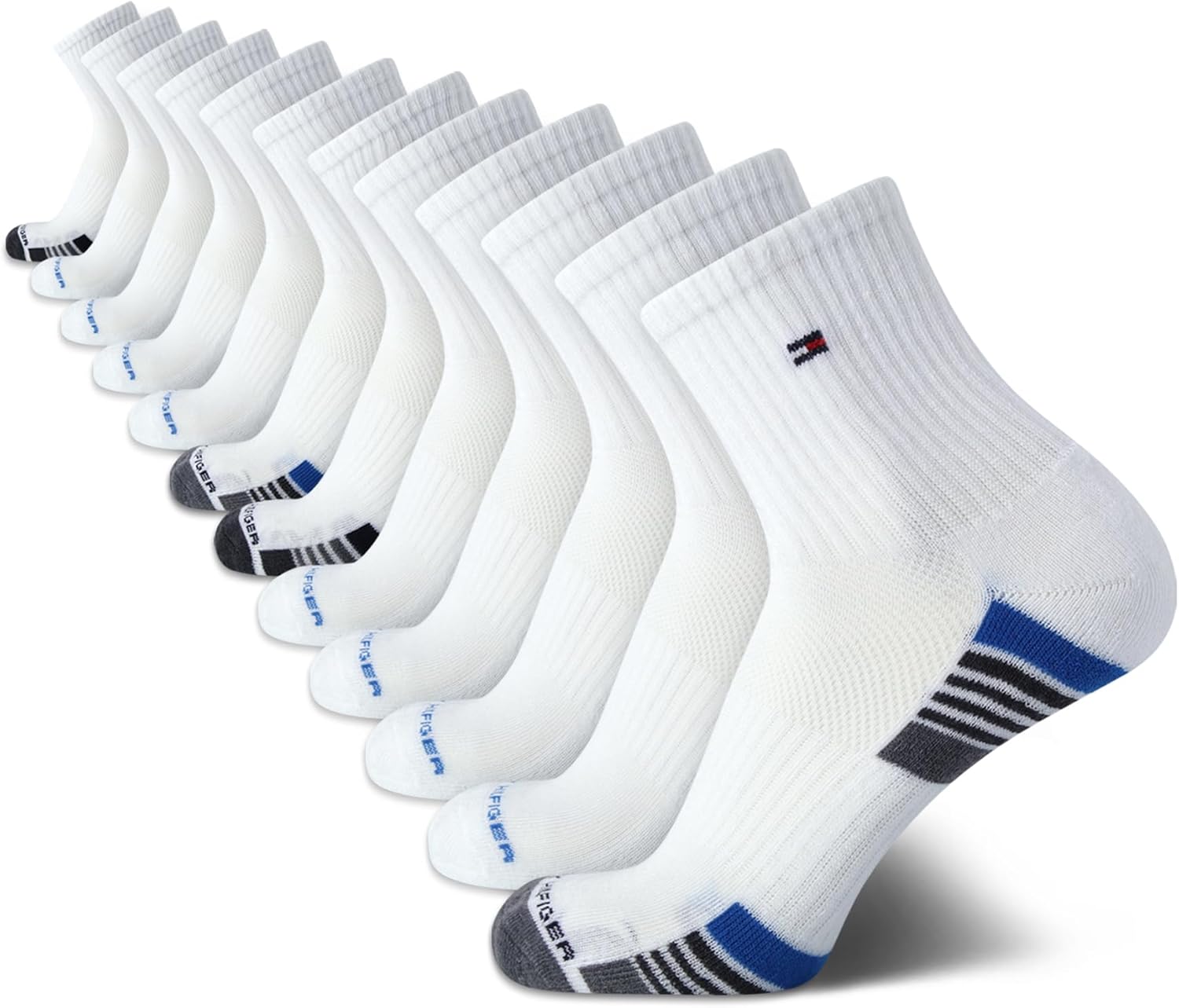 Мужские носки Tommy Hilfiger Quarter - 12 пар спортивных носков средней длины с эластичной амортизацией для мужчин (размеры: 7-12), White Stripes
Мужские носки Tommy Hilfiger Quarter - 12 пар спортивных носков средней длины с эластичной амортизацией для мужчин (размеры: 7-12), White Stripes