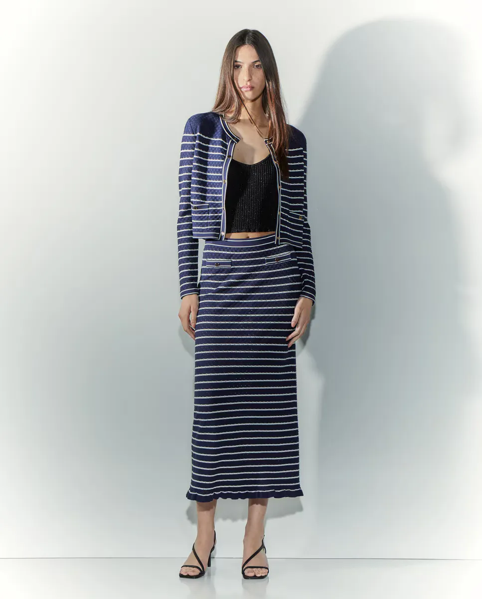 Полосатая трикотажная юбка Tintoretto, синий
Полосатая трикотажная юбка Tintoretto, синий