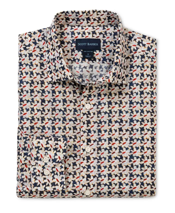 Мужская рубашка из вуали с цветочным принтом, цвет Navy Scott Barber, синий
Мужская рубашка из вуали с цветочным принтом, цвет Navy Scott Barber, синий