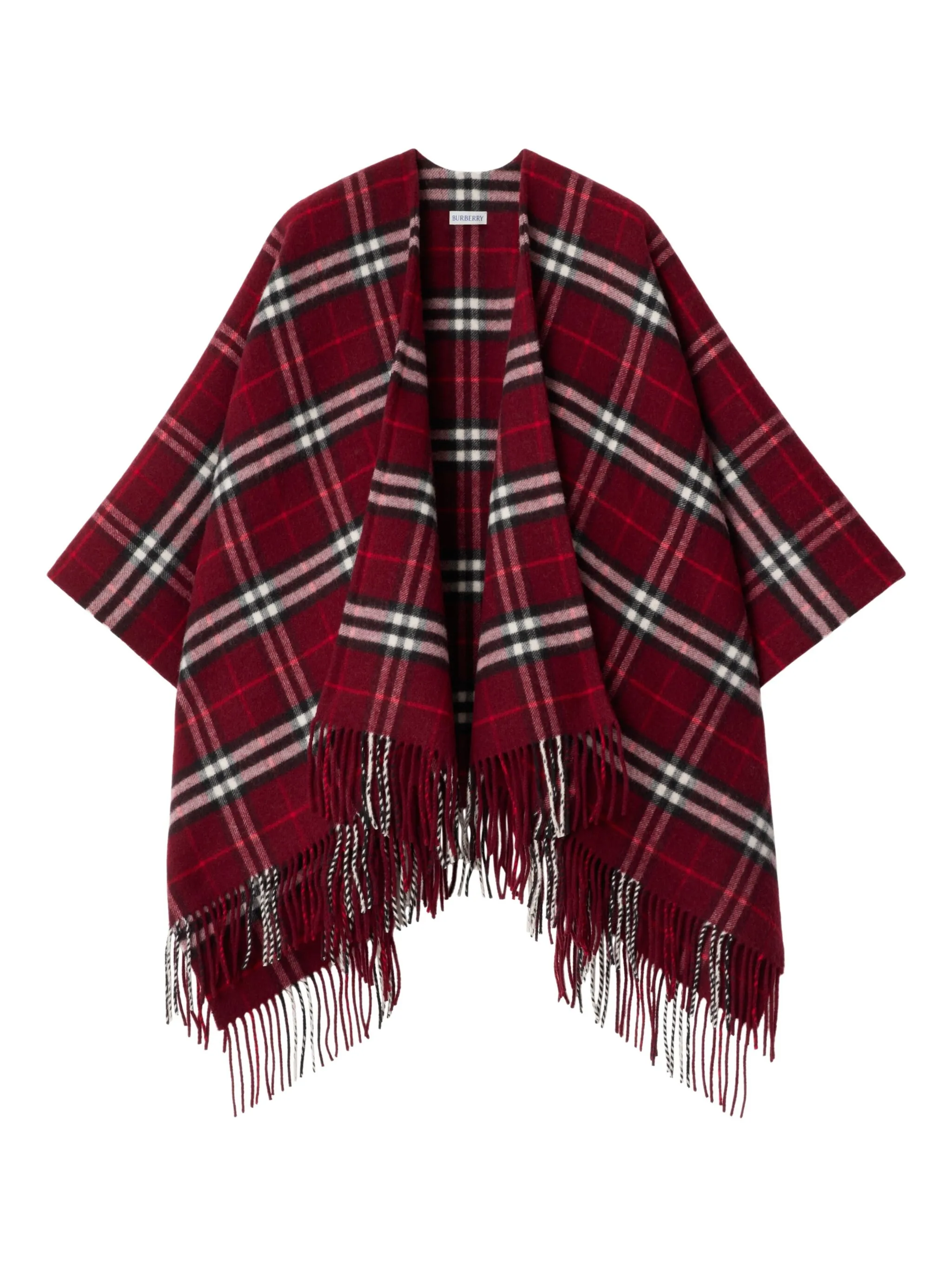 Клетчатый кейп с бахромой Burberry, красный
Клетчатый кейп с бахромой Burberry, красный