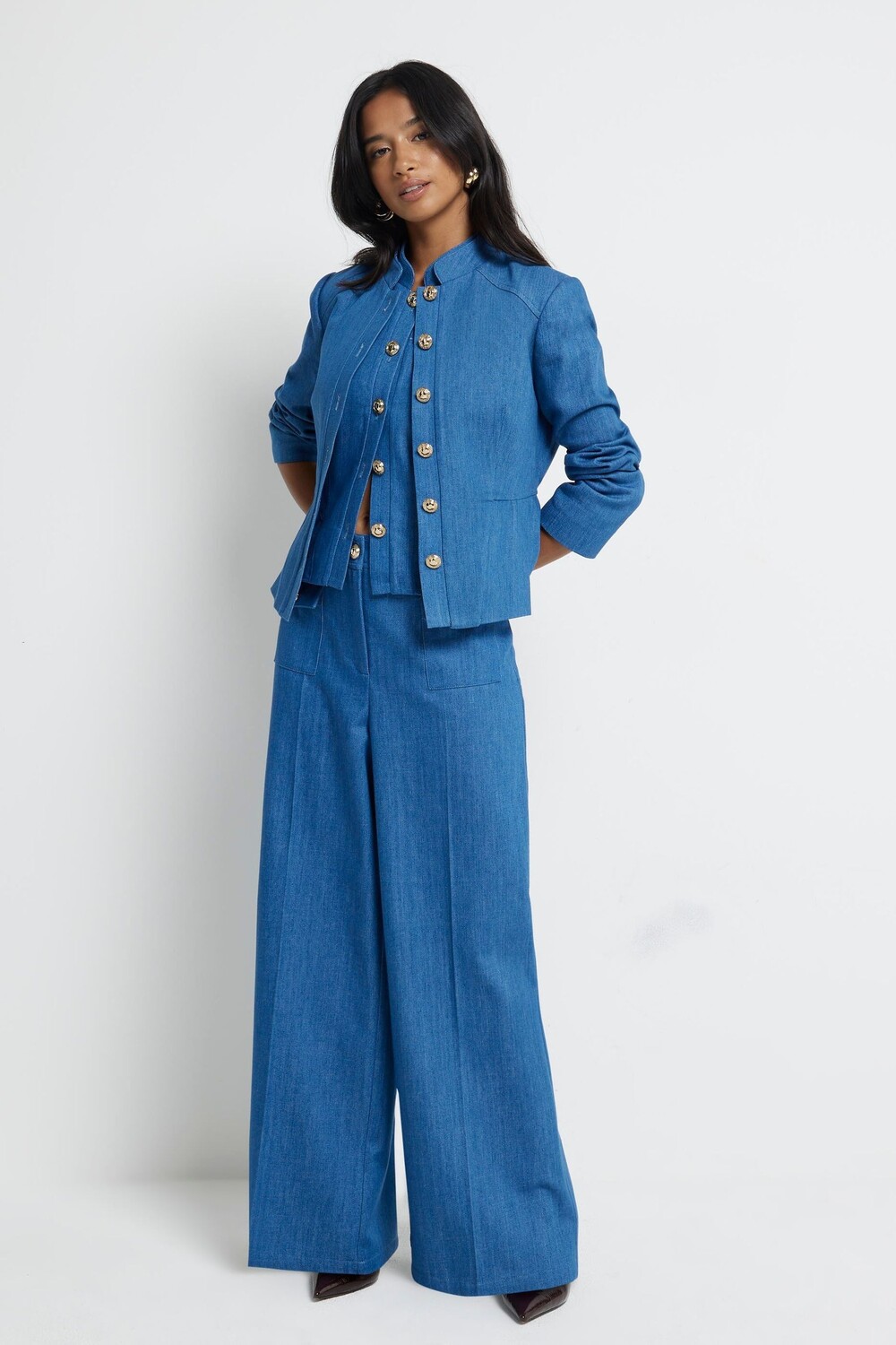 Брюки с широкими штанинами и карманами Petite, 100% хлопок River Island, синий
Брюки с широкими штанинами и карманами Petite, 100% хлопок River Island, синий