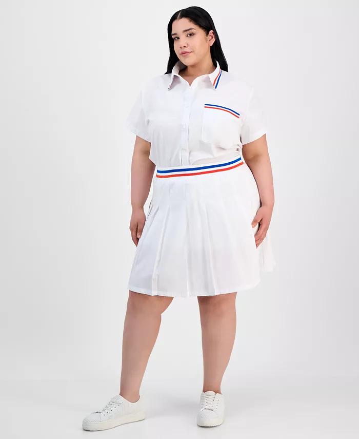 Модная рубашка больших размеров на пуговицах спереди и плиссированная юбка FULL CIRCLE TRENDS, белый
Модная рубашка больших размеров на пуговицах спереди и плиссированная юбка FULL CIRCLE TRENDS, белый