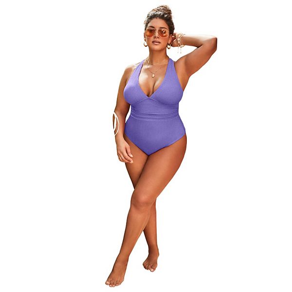 Женский купальник с V-образным вырезом и мерцающей резинкой Swimsuits For All, Amethyst
Женский купальник с V-образным вырезом и мерцающей резинкой Swimsuits For All, Amethyst