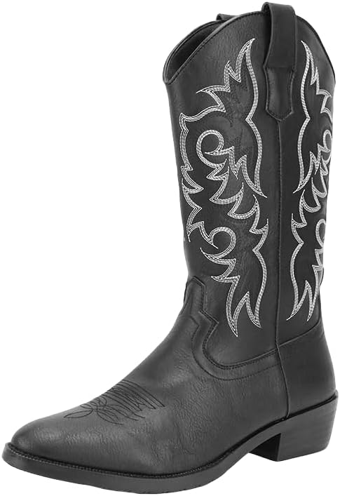 Мужские кожаные ковбойские сапоги Santimon с вышивкой пламени, классические сапоги средней длины, черный
Мужские кожаные ковбойские сапоги Santimon с вышивкой пламени, классические сапоги средней длины, черный