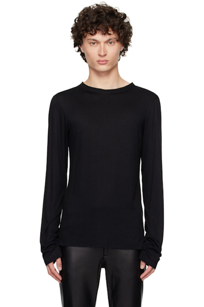 Черная футболка с длинным рукавом и атласной отделкой AARON ESH
Черная футболка с длинным рукавом и атласной отделкой AARON ESH