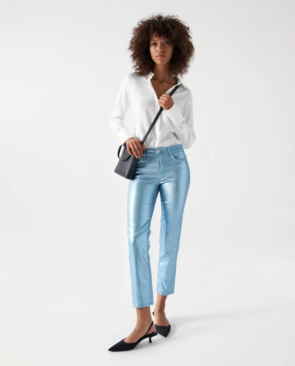 Женские прямые брюки средней посадки с серебристым эффектом Salsa Jeans, синий
Женские прямые брюки средней посадки с серебристым эффектом Salsa Jeans, синий