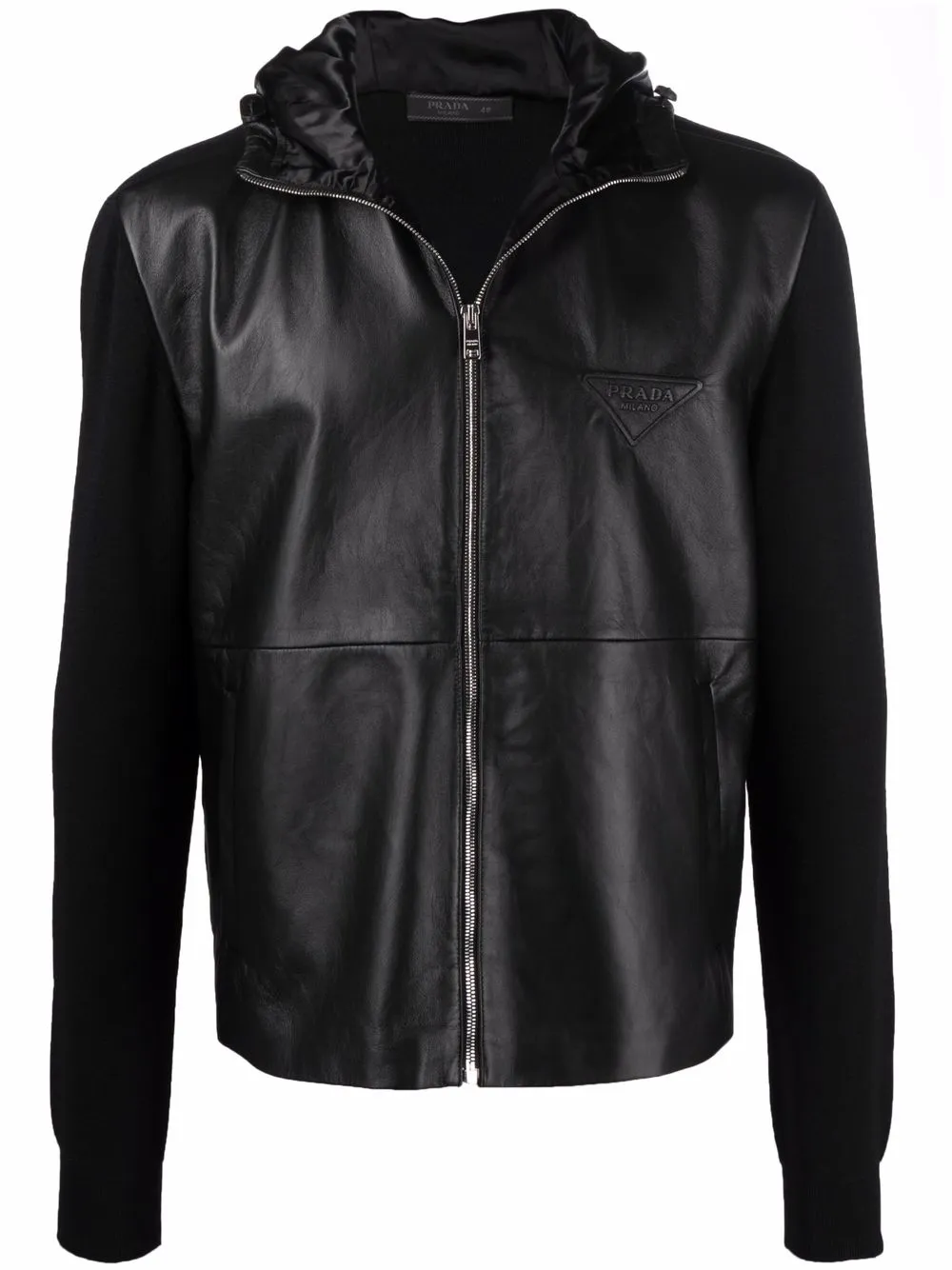 Куртка с капюшоном и кожаными вставками Prada, черный
Куртка с капюшоном и кожаными вставками Prada, черный