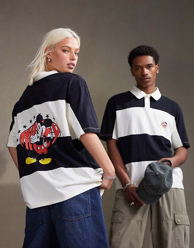 Черная полосатая рубашка-поло унисекс ASOS DESIGN Disney с изображением Микки Мауса
Черная полосатая рубашка-поло унисекс ASOS DESIGN Disney с изображением Микки Мауса