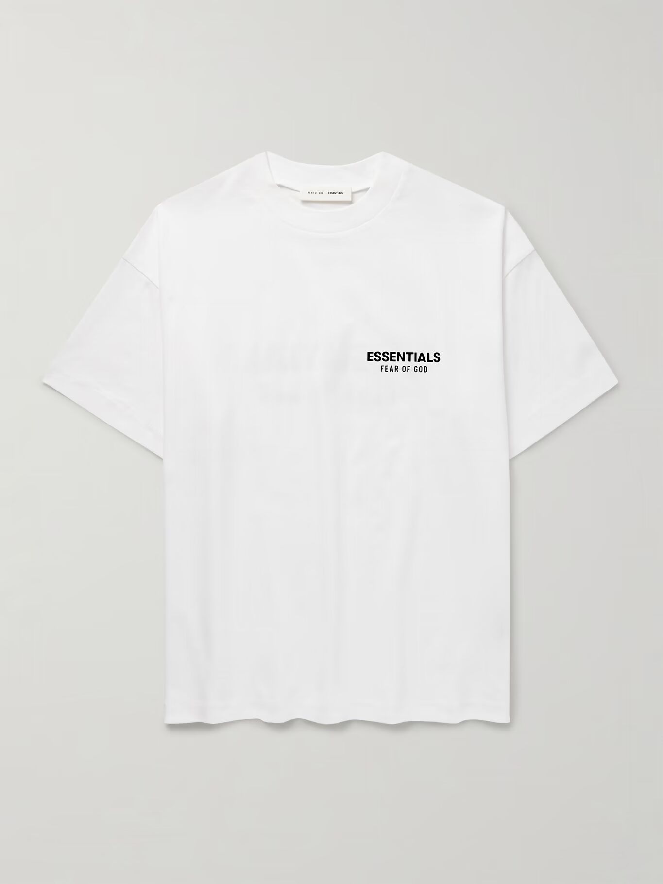 Футболка из хлопкового джерси с логотипом FEAR OF GOD ESSENTIALS, белый 
Футболка из хлопкового джерси с логотипом FEAR OF GOD ESSENTIALS, белый