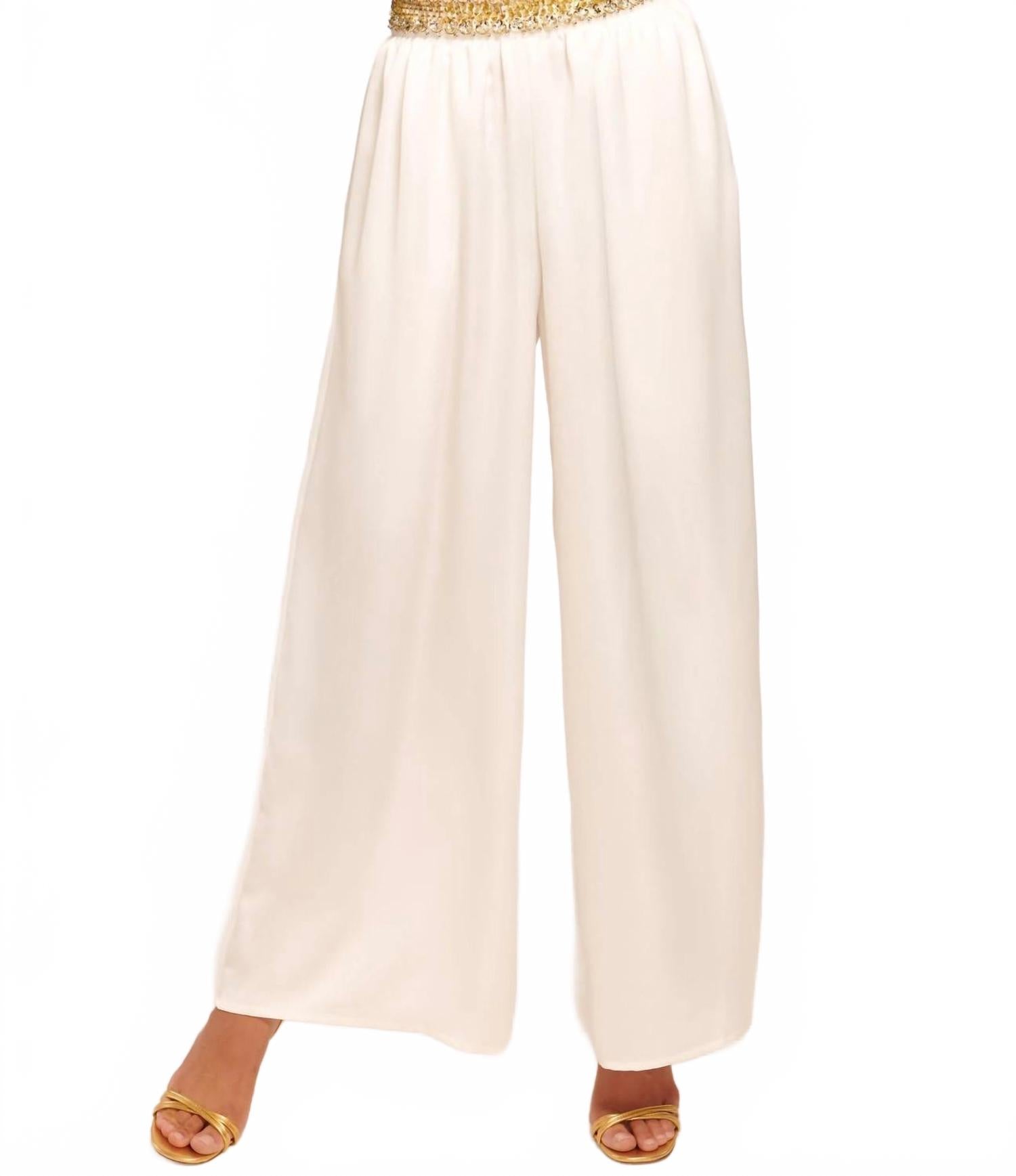 Ramy Brook Широкие брюки Leila, расшитые бисером вручную, цвета слоновой кости
Ramy Brook Широкие брюки Leila, расшитые бисером вручную, цвета слоновой кости