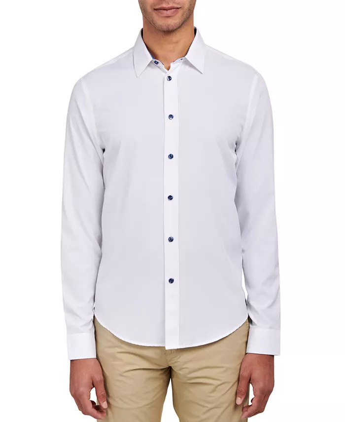 Мужская рубашка Dante Non-Iron Performance Stretch с эффектом отвода влаги, однотонная, на пуговицах Brooklyn Brigade, белый 
Мужская рубашка Dante Non-Iron Performance Stretch с эффектом отвода влаги, однотонная, на пуговицах Brooklyn Brigade, белый