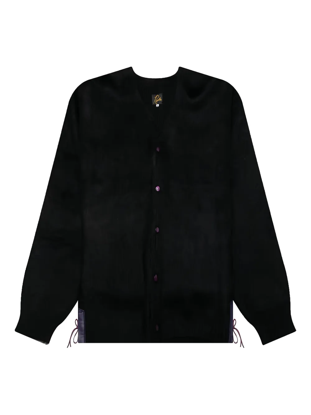 Кардиган из мохера с кожаными нашивками Needles, черный
Кардиган из мохера с кожаными нашивками Needles, черный