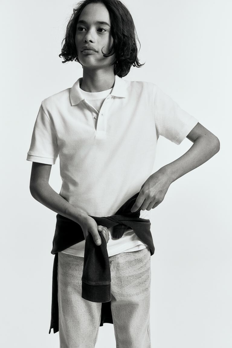 Рубашка-Поло из хлопкового пике H&M, белый
Рубашка-Поло из хлопкового пике H&M, белый