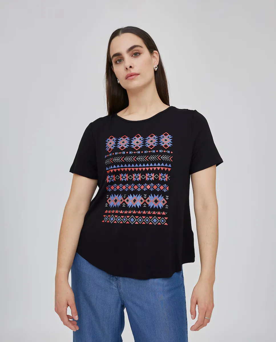 Женская футболка с коротким рукавом и позиционным принтом October, черный
Женская футболка с коротким рукавом и позиционным принтом October, черный