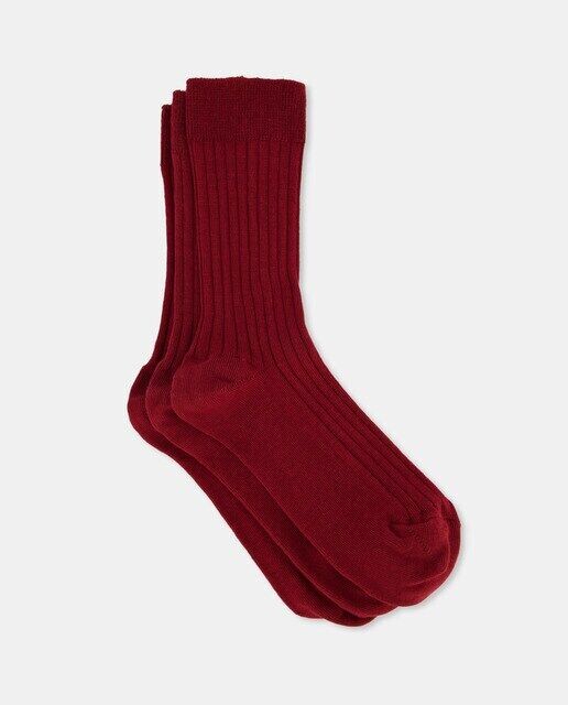 Комплект из трех носков для девочек в рубчик Cotton Juice, гранатовый 
Комплект из трех носков для девочек в рубчик Cotton Juice, гранатовый