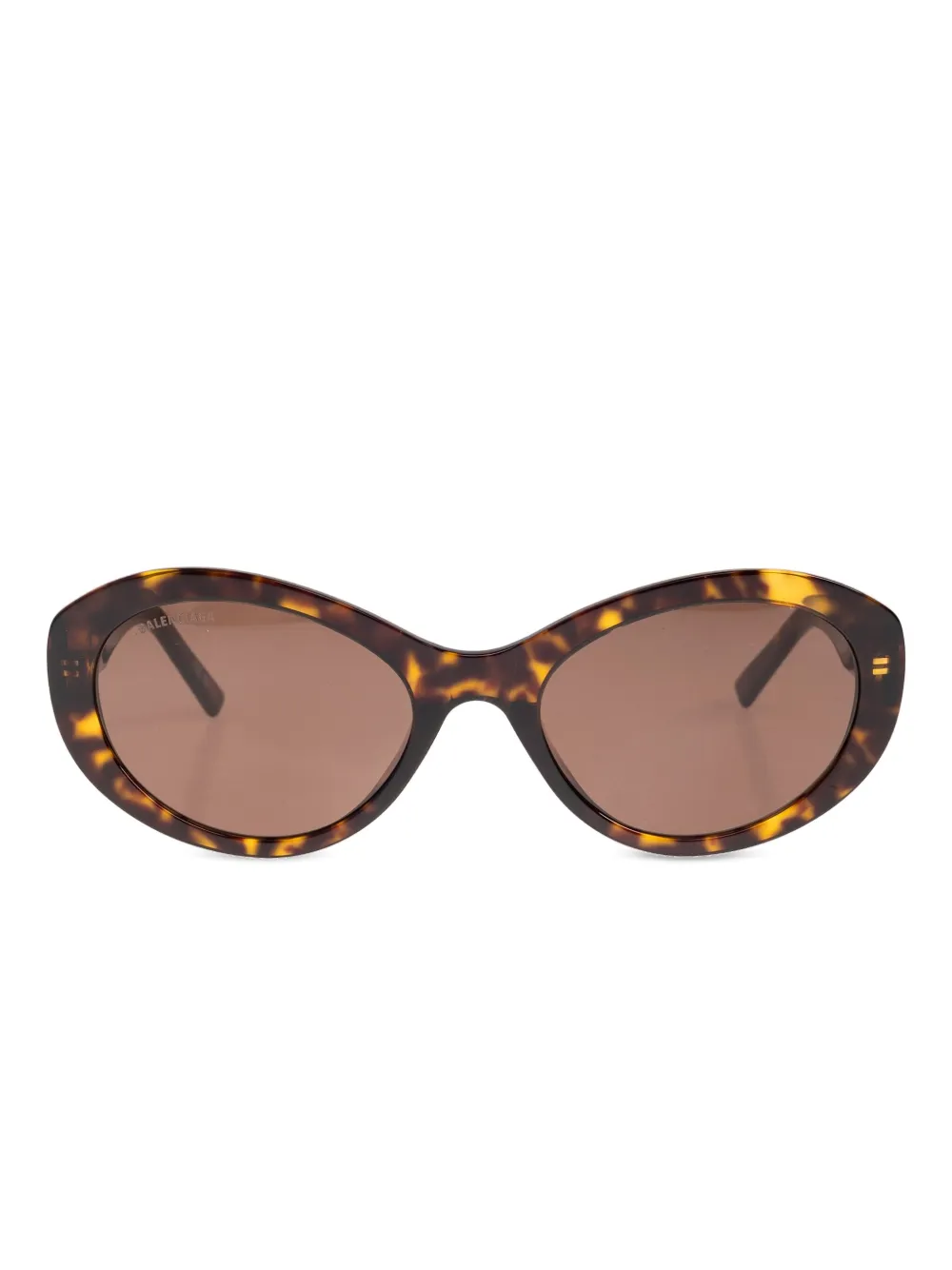 Солнцезащитные очки в овальной оправе из черепаховой кожи Balenciaga Eyewear, коричневый 
Солнцезащитные очки в овальной оправе из черепаховой кожи Balenciaga Eyewear, коричневый