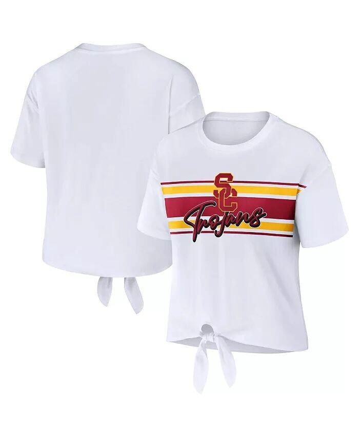 Женская белая укороченная футболка USC Trojans в полоску с узлом спереди WEAR by Erin Andrews
Женская белая укороченная футболка USC Trojans в полоску с узлом спереди WEAR by Erin Andrews