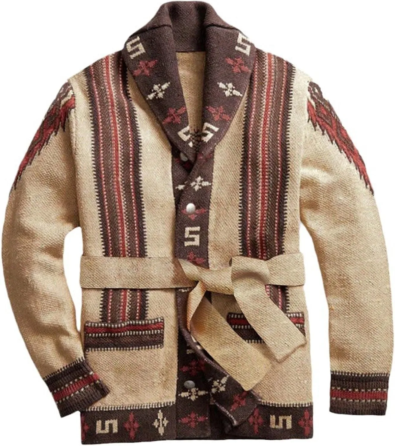 Dgoopd свитер для мужчин в стиле вестерн с воротником шаль и поясом
Dgoopd свитер для мужчин в стиле вестерн с воротником шаль и поясом