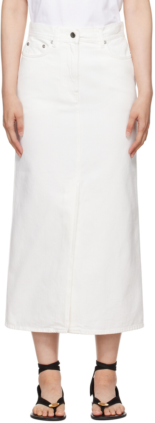 Белая джинсовая юбка-миди Rona Loulou Studio
Белая джинсовая юбка-миди Rona Loulou Studio