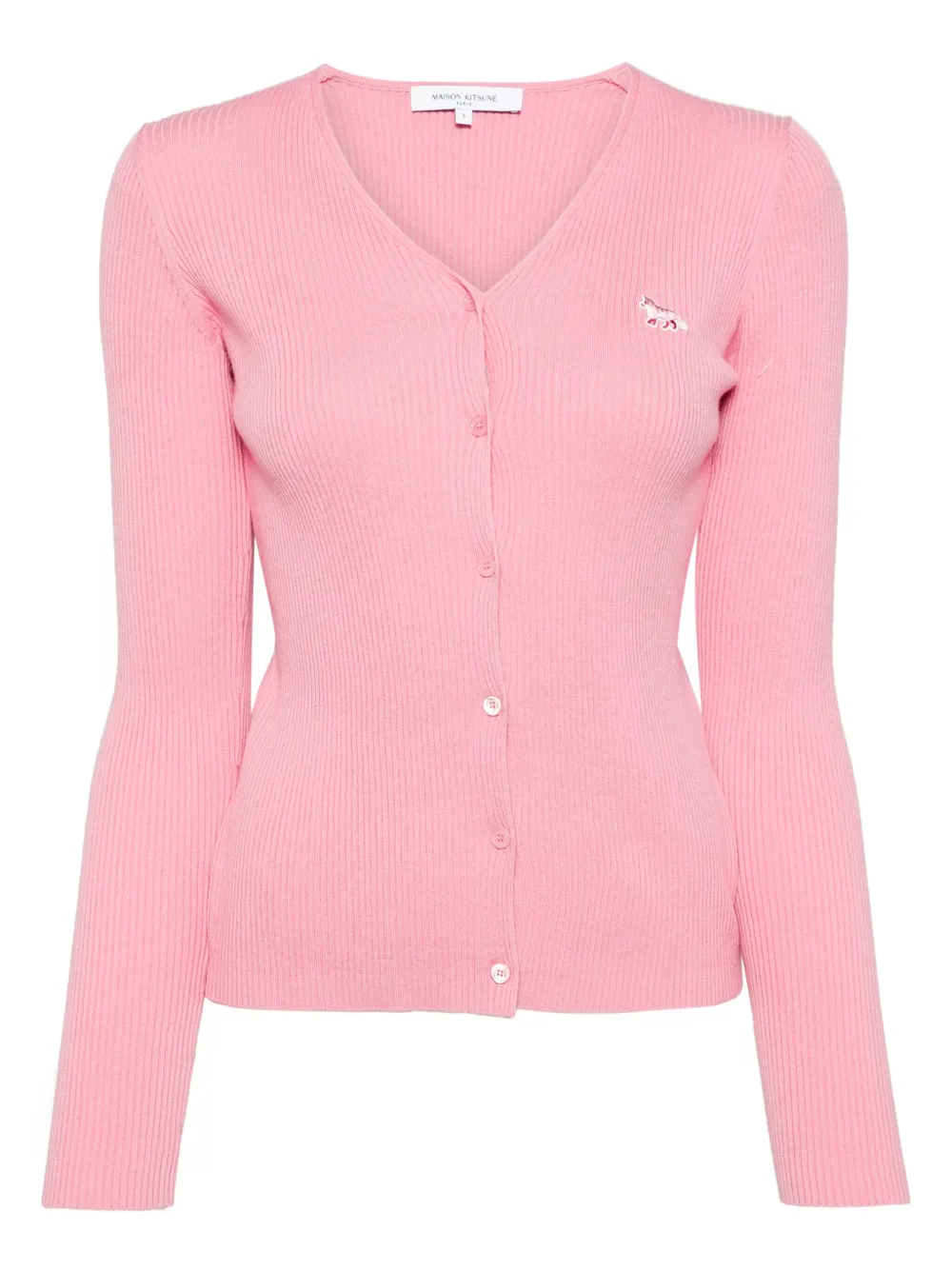 Кардиган в рубчик с нашивкой Maison Kitsuné, розовый 
Кардиган в рубчик с нашивкой Maison Kitsuné, розовый