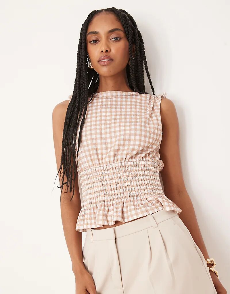 Топ ASOS DESIGN с завязками на плечах и присборенной талией в коричнево-белую клетку
Топ ASOS DESIGN с завязками на плечах и присборенной талией в коричнево-белую клетку