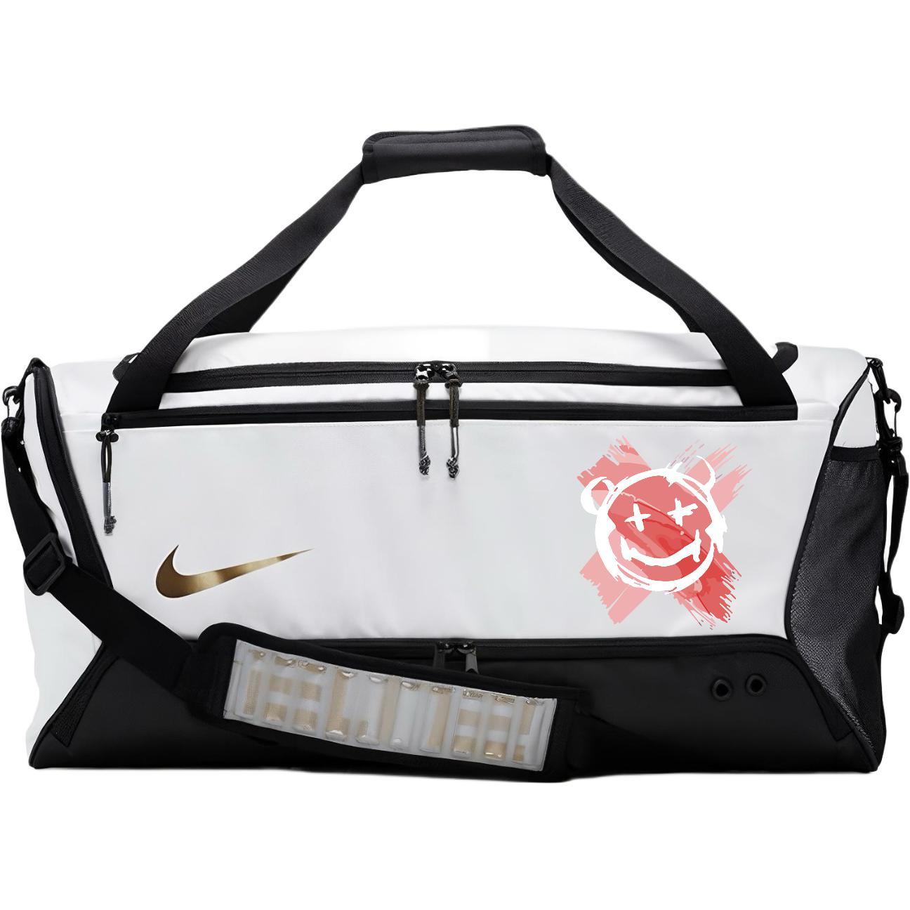 Nike Тканевая дорожная сумка унисекс переливающаяся черно-белая, Smiley Face 
Nike Тканевая дорожная сумка унисекс переливающаяся черно-белая, Smiley Face