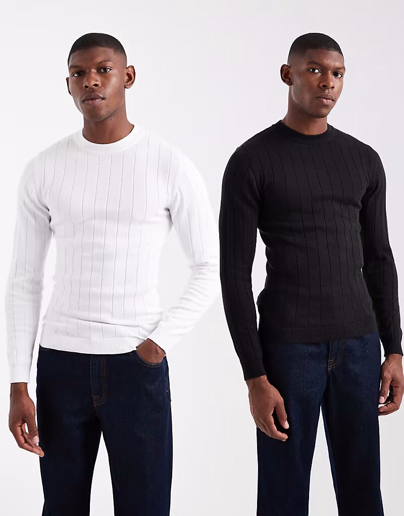 Набор из 2 облегающих трикотажных футболок в рубчик черного и кремового цветов Asos Design, Черный, Набор из 2 облегающих трикотажных футболок в рубчик черного и кремового цветов Asos Design
Набор из 2 облегающих трикотажных футболок в рубчик черного и кремового цветов Asos Design, Черный, Набор из 2 облегающих трикотажных футболок в рубчик черного и кремового цветов Asos Design