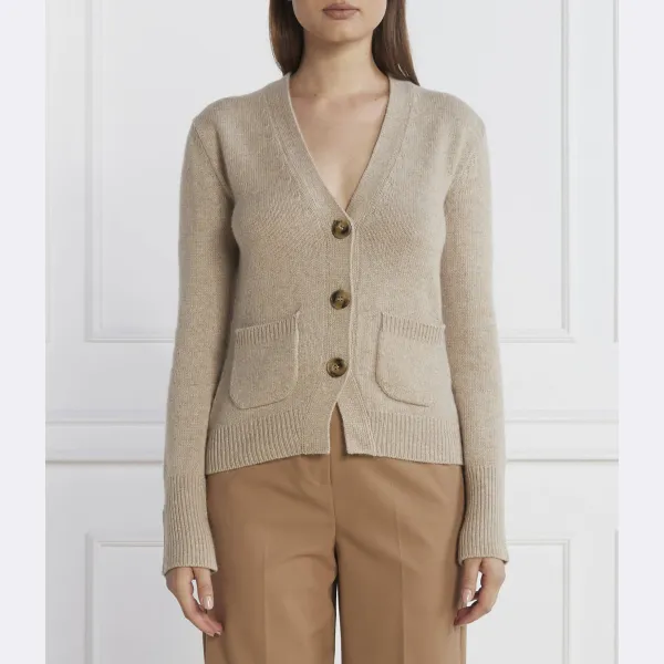 Кардиган стандартного кроя в скандинавском стиле с добавлением шерсти и кашемира Marella, бежевый