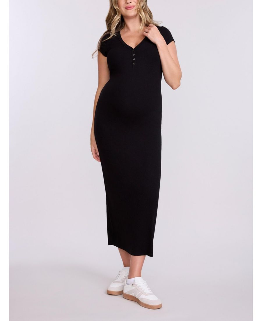 Женское облегающее макси-платье с коротким рукавом в стиле "Хенли" - для беременных Motherhood Maternity, Black
Женское облегающее макси-платье с коротким рукавом в стиле "Хенли" - для беременных Motherhood Maternity, Black