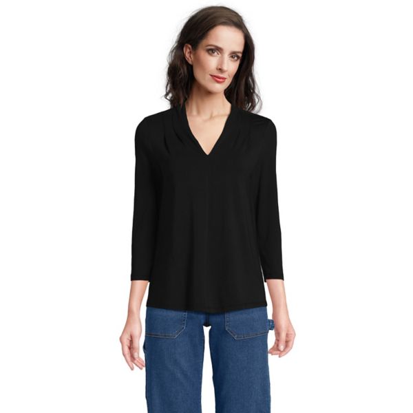 Женская футболка с V-образным вырезом и рукавом 3/4 из легкого джерси Lands' End, черный
Женская футболка с V-образным вырезом и рукавом 3/4 из легкого джерси Lands' End, черный