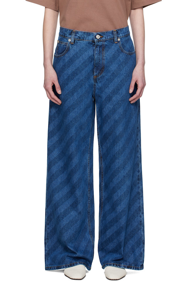 Широкие джинсы с диагональной полоской Marni, синий
Широкие джинсы с диагональной полоской Marni, синий