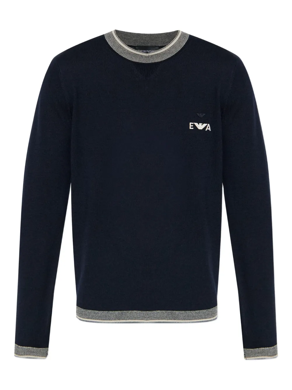 Шерстяной свитер с вышитым логотипом Emporio Armani, синий
Шерстяной свитер с вышитым логотипом Emporio Armani, синий