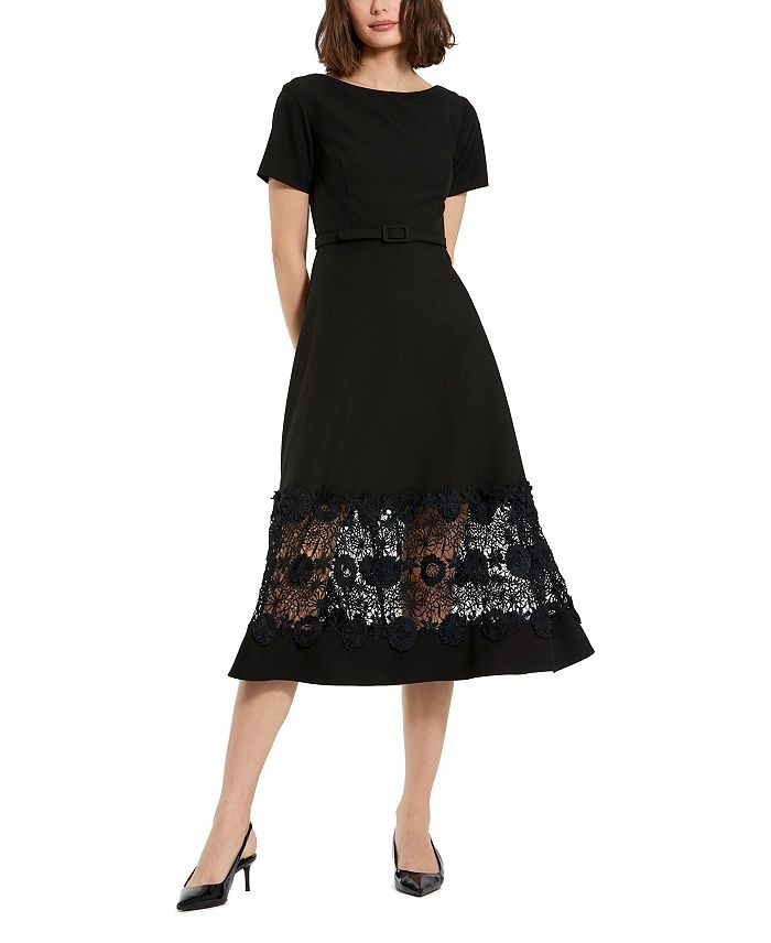 Платье миди из крепа с вырезом-лодочкой и поясом Mac Duggal, черный
Платье миди из крепа с вырезом-лодочкой и поясом Mac Duggal, черный