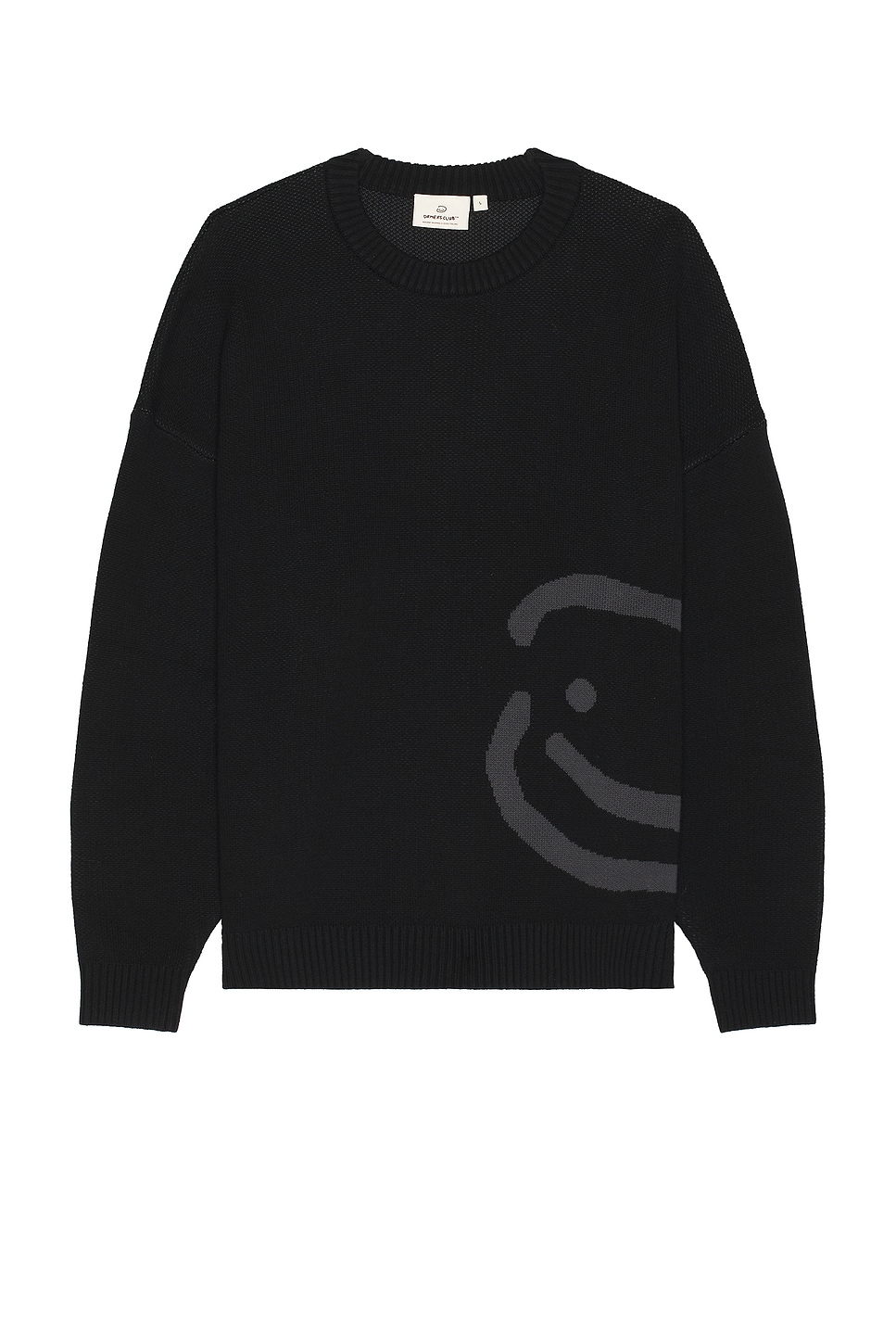 Вязаный свитер с логотипом smiley Drmers Club, черный
Вязаный свитер с логотипом smiley Drmers Club, черный