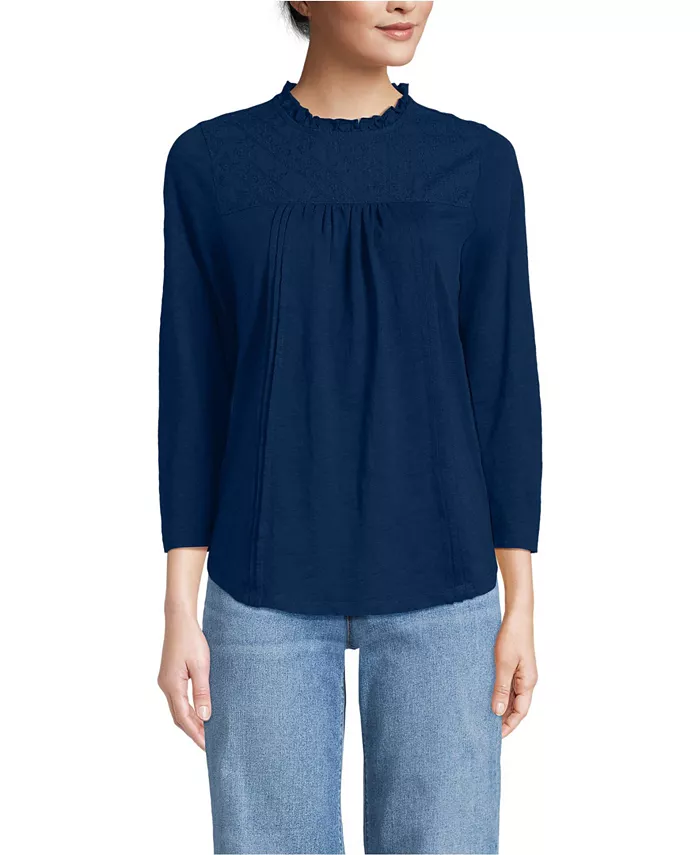 Женский топ из хлопка с рукавами 3/4 и кружевной отделкой Lands' End, синий
Женский топ из хлопка с рукавами 3/4 и кружевной отделкой Lands' End, синий