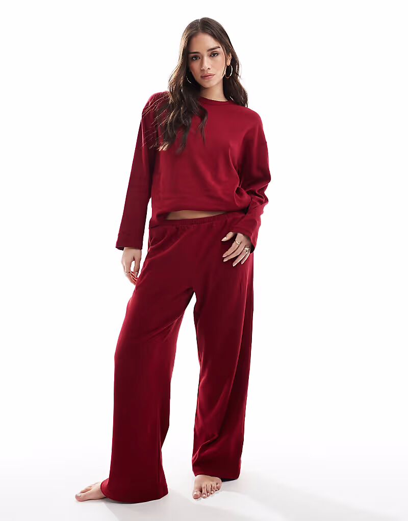 Брюки Cotton On sleep с ажурной резинкой темно-красного цвета Cotton:On 
Брюки Cotton On sleep с ажурной резинкой темно-красного цвета Cotton:On