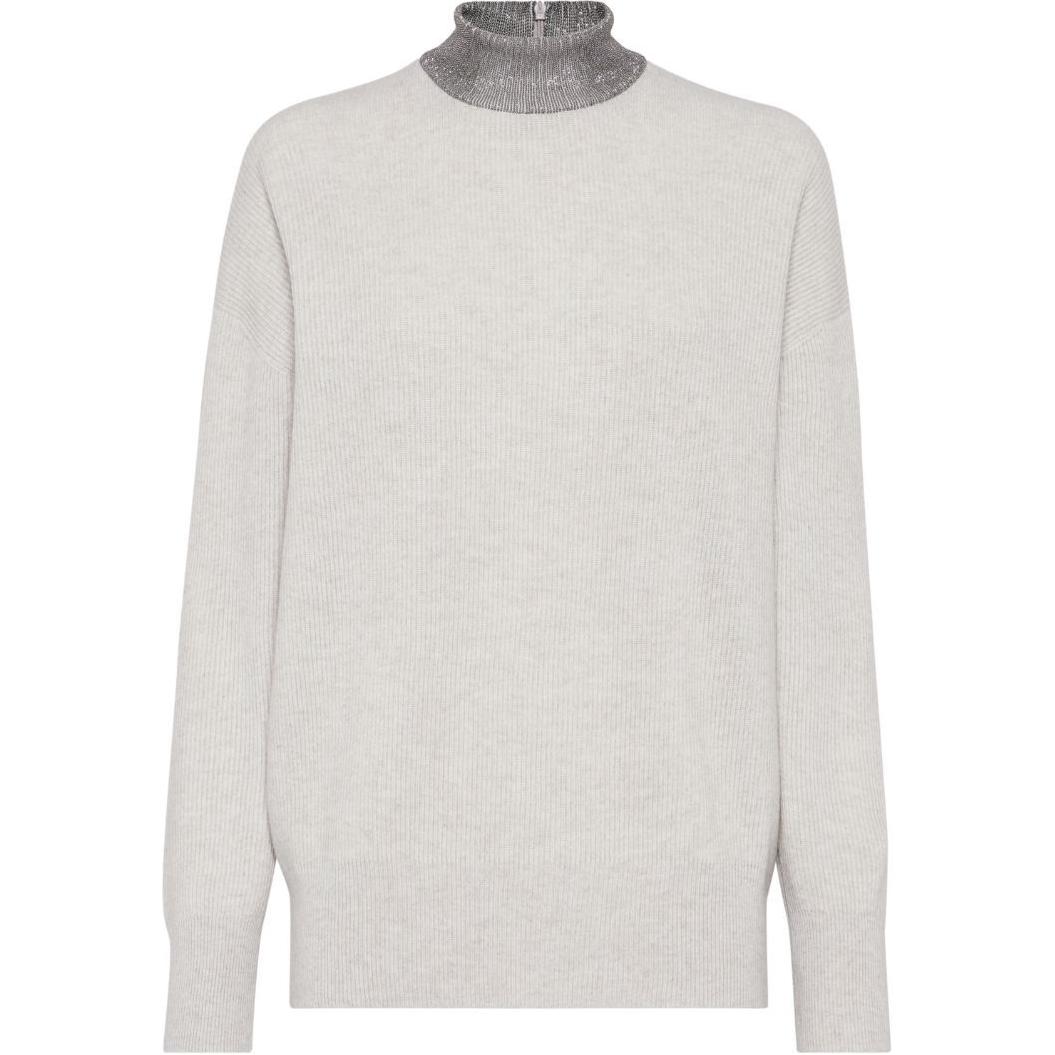 Mock Neck Long Sleeved Knitted Jumper Brunello Cucinelli, Ecru
Mock Neck Long Sleeved Knitted Jumper Brunello Cucinelli, Ecru