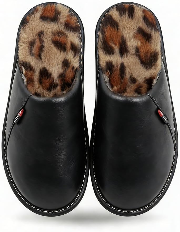 Кожаные тапочки с стильной леопардовой подкладкой, водонепроницаемым верхом и противоскользящей подошвой, уютные домашние тапочки для мужчин и женщин Pxpuiq, черный
Кожаные тапочки с стильной леопардовой подкладкой, водонепроницаемым верхом и противоскользящей подошвой, уютные домашние тапочки для мужчин и женщин Pxpuiq, черный