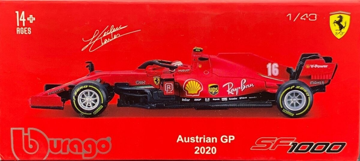 BBurago, Ferrari SF1000, австрийский шлем Leclerc BBurago 1:43
BBurago, Ferrari SF1000, австрийский шлем Leclerc BBurago 1:43
