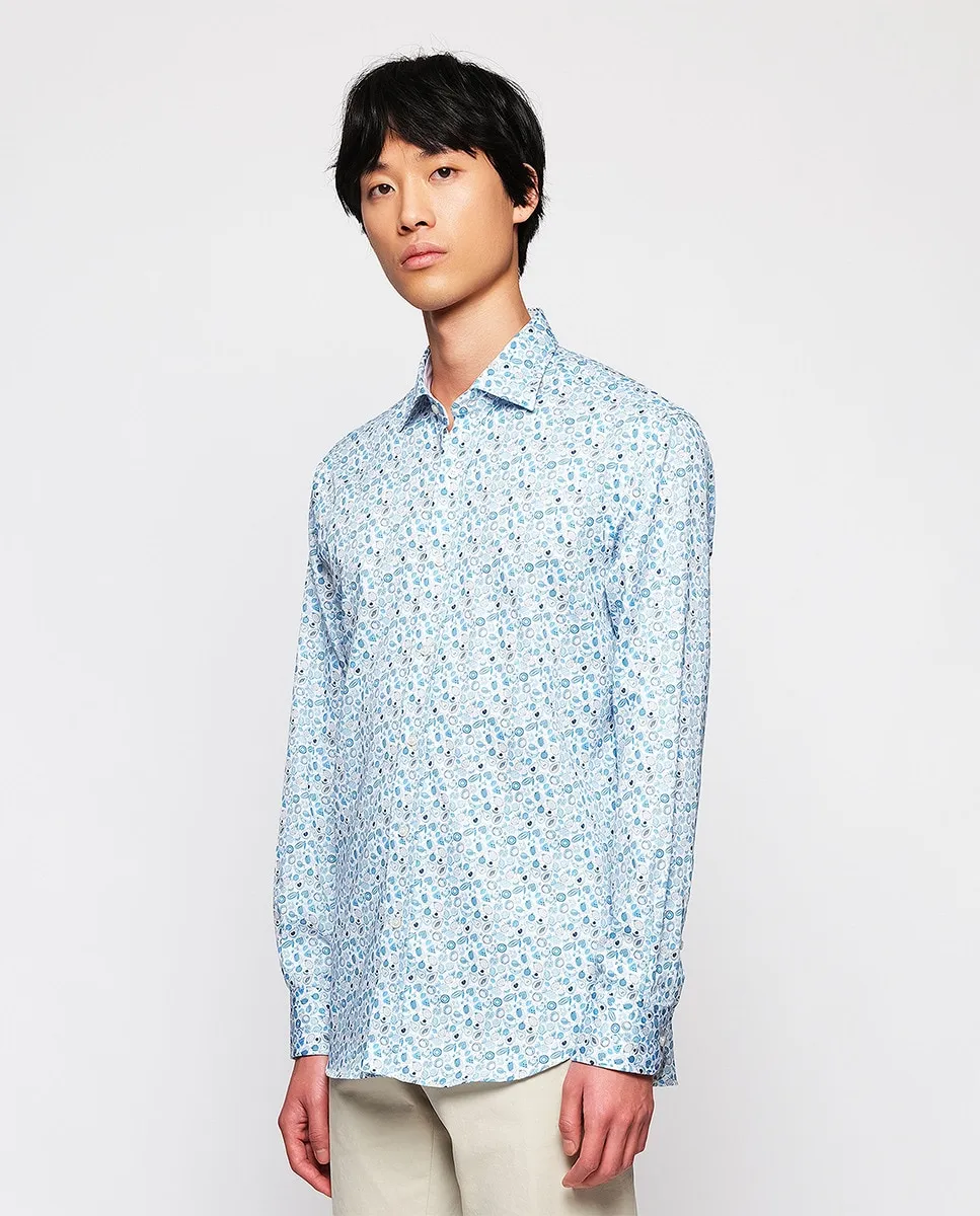 Мужская повседневная рубашка с длинными рукавами и принтом Mirto, голубой 
Мужская повседневная рубашка с длинными рукавами и принтом Mirto, голубой
