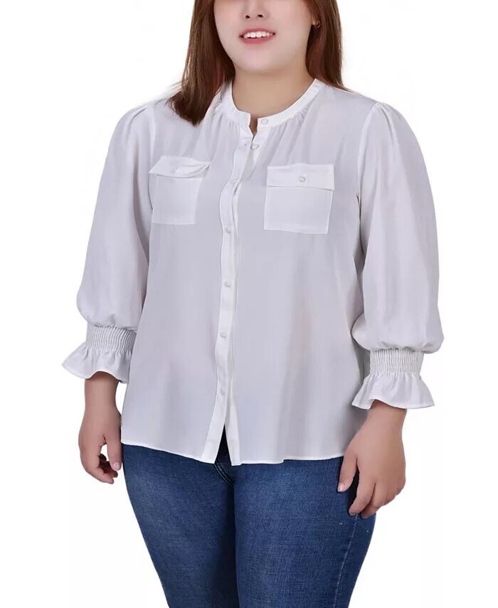 Блузка с воротником-стойкой и длинными рукавами больших размеров NY Collection, слоновая кость
Блузка с воротником-стойкой и длинными рукавами больших размеров NY Collection, слоновая кость