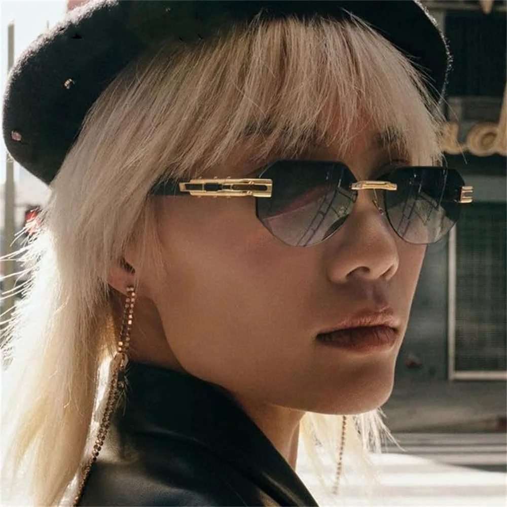 Винтажные солнцезащитные очки без оправы для мужчин, солнцезащитные очки без оправы неправильной формы для женщин, защита от ультрафиолета UV400 HDUBFY, 4
Винтажные солнцезащитные очки без оправы для мужчин, солнцезащитные очки без оправы неправильной формы для женщин, защита от ультрафиолета UV400 HDUBFY, 4