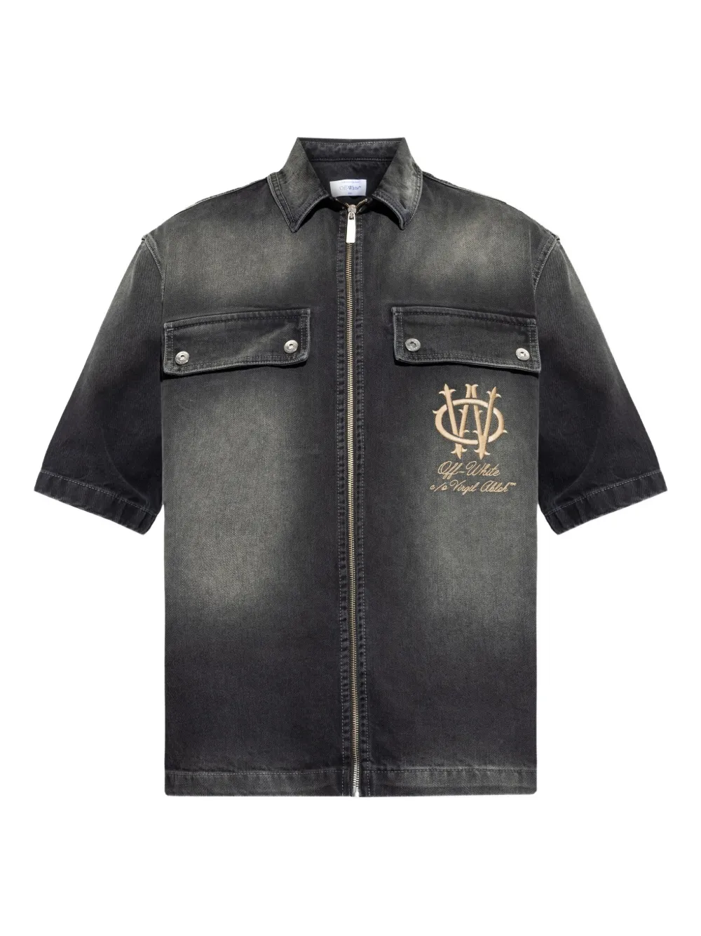 Джинсовая рубашка с короткими рукавами Off-White, черный 
Джинсовая рубашка с короткими рукавами Off-White, черный
